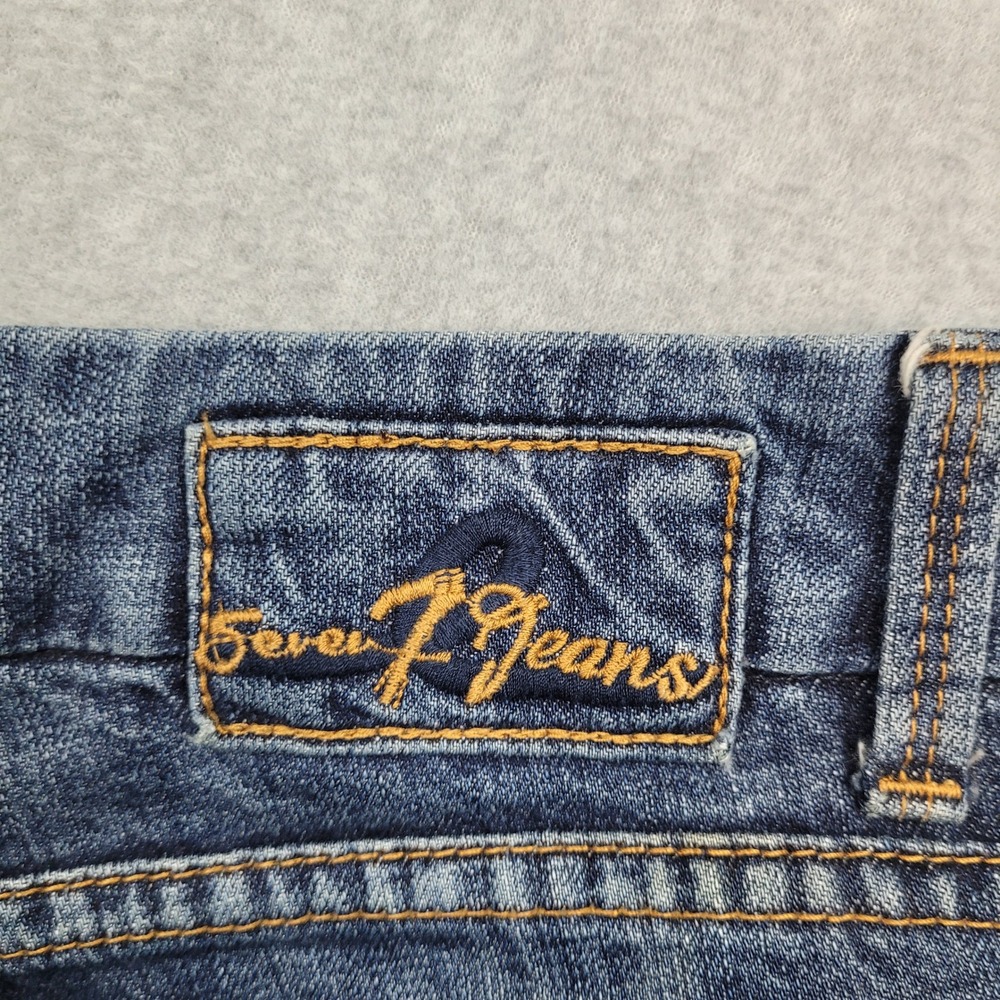 Seven7 Regular Bootcut Jeans Womens 32 Blue Denim Mid Rise Stretch Whisker - Picture 9 of 9